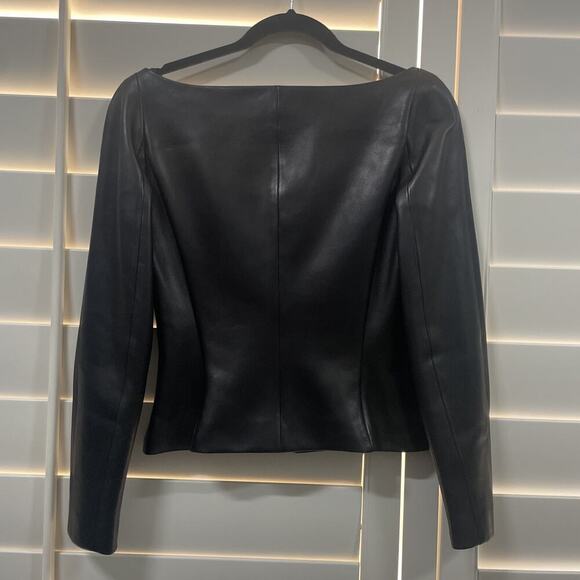 Ralph Lauren Collection Purple Label Leather Jacket Black Off Shoulder Runway 6 - Picture 7 of 16